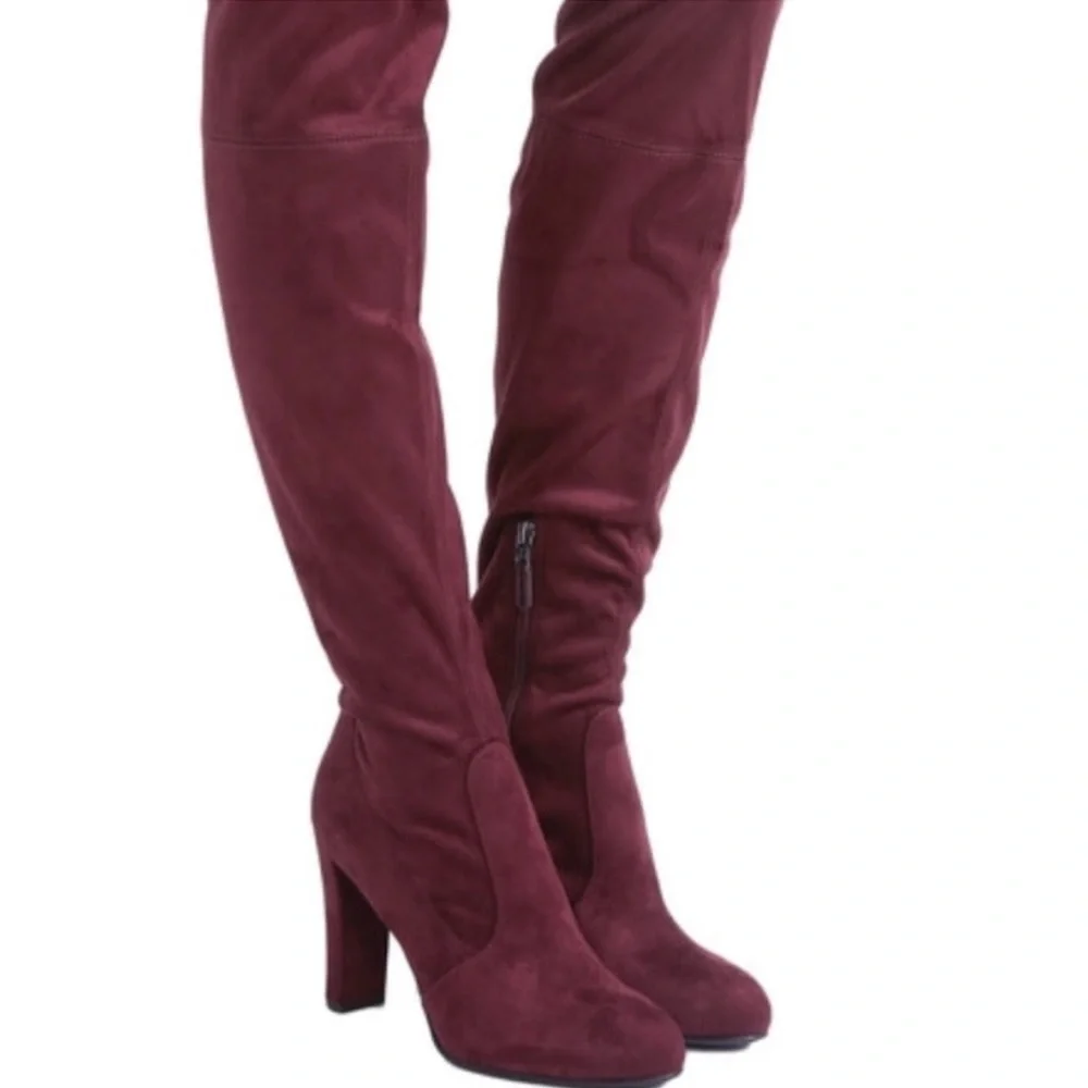 SAM EDELMAN KENT over the knee heeled suede boot dark grey